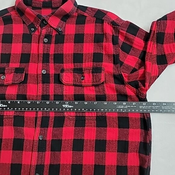 Faded Glory Mens Buffalo Plaid Flannel Shirt Long Sleeve Red & Black Size Med - Picture 10 of 12